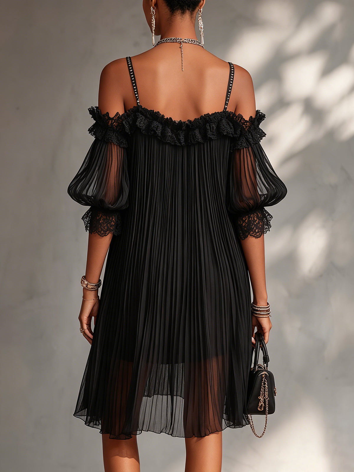 Camille | Black Chiffon Mini Dress