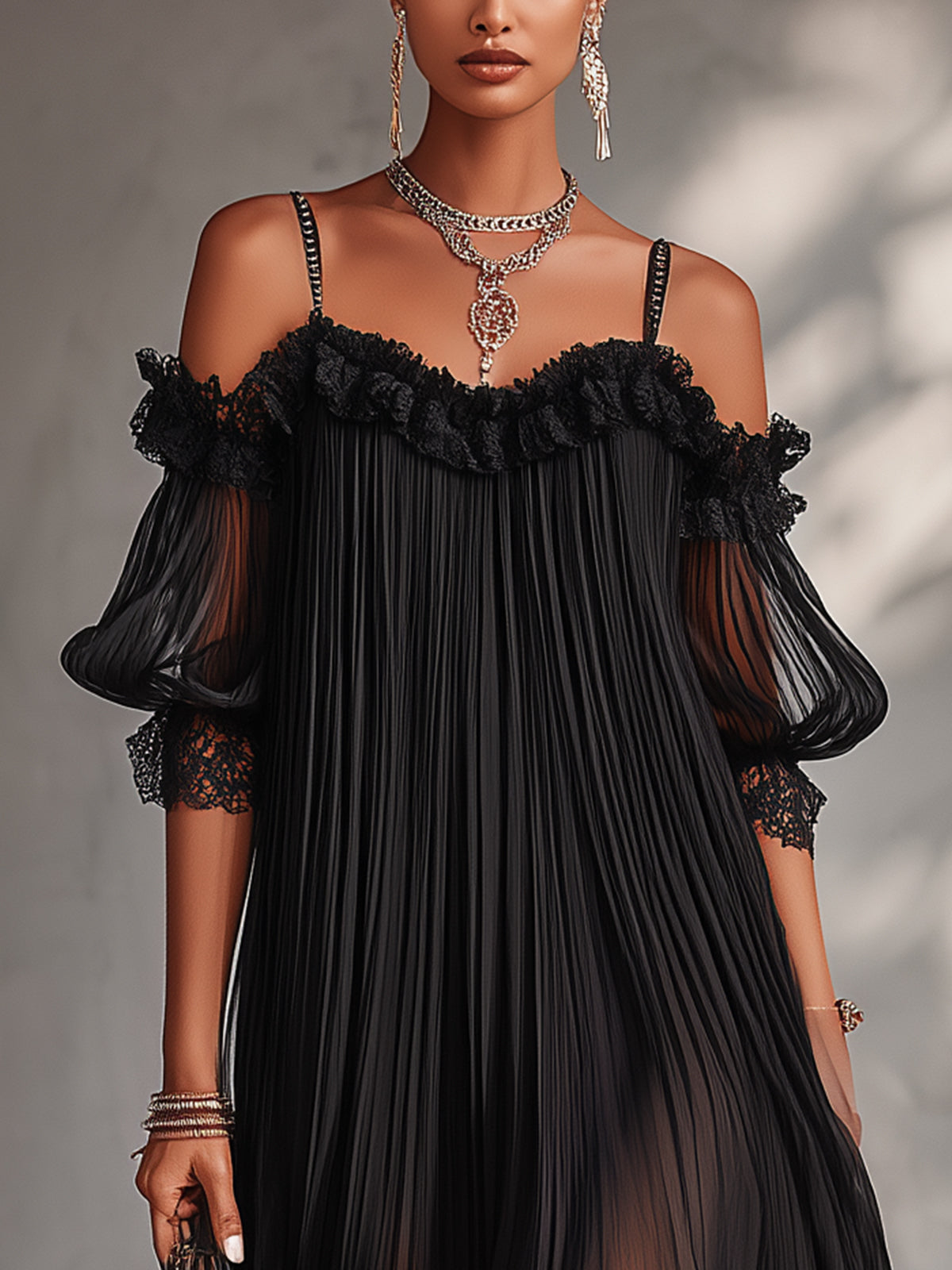 Camille | Black Chiffon Mini Dress