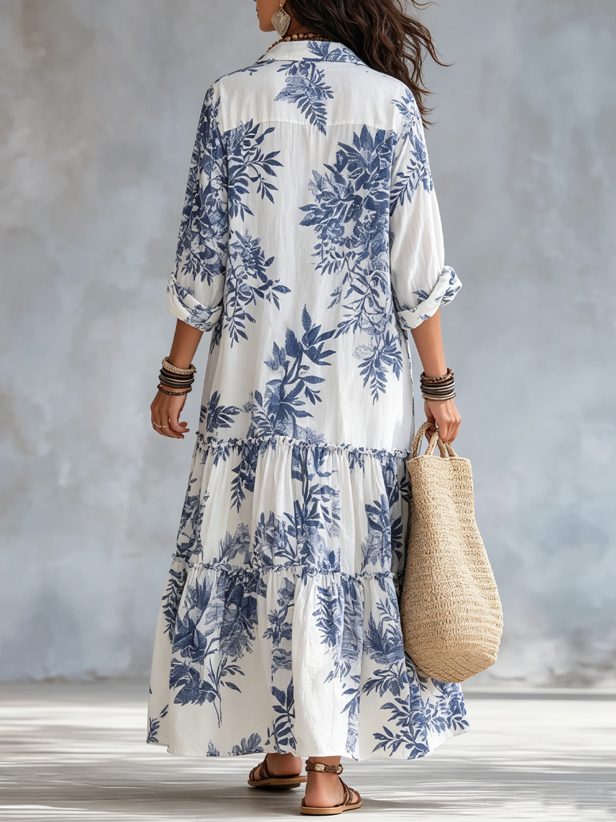 Bohemian Maxi Floral Dress with Ruffles