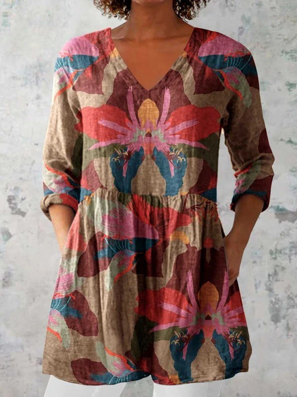 Long V-Neck Blouse