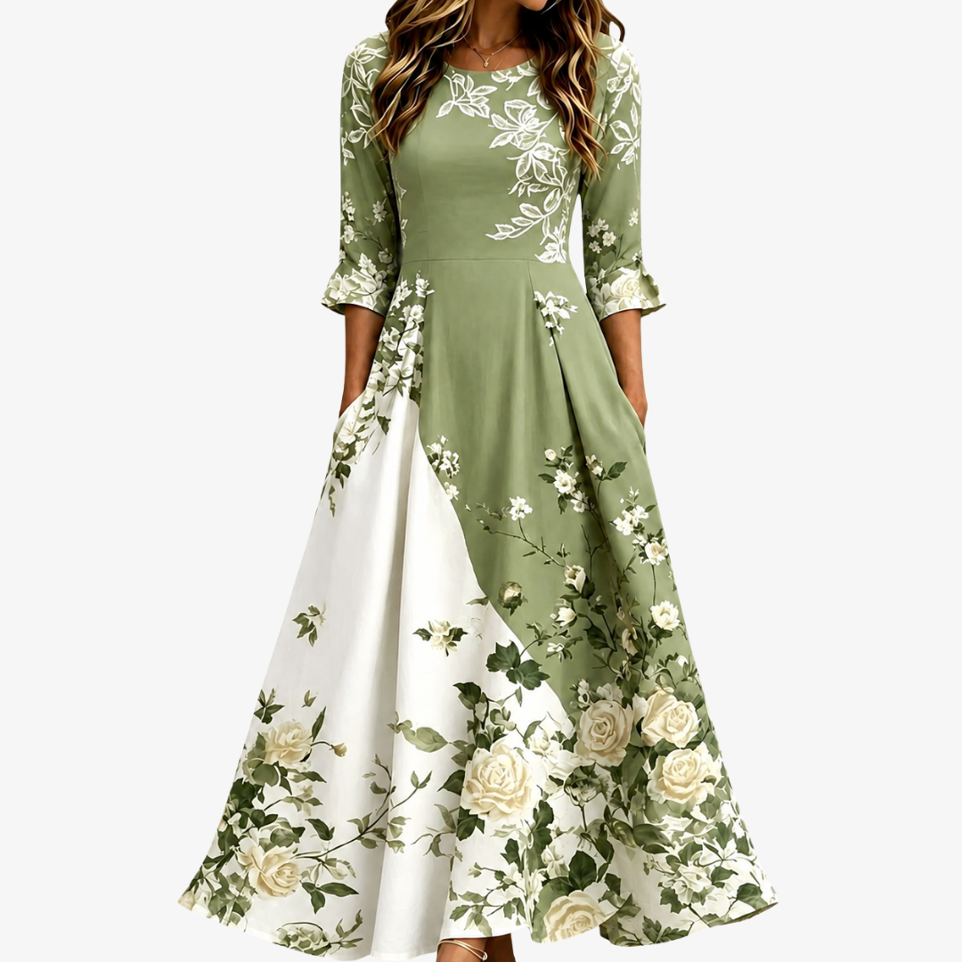 Maxi Pocket Dress Sage Garden Pink