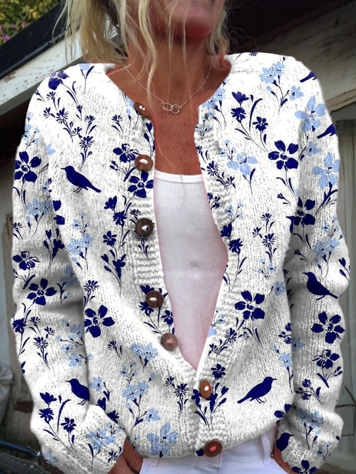 Vynora™ | Retro Floral Knit Cardigan