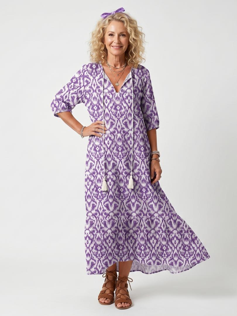 Penelope | Printed Midi Tie Dress