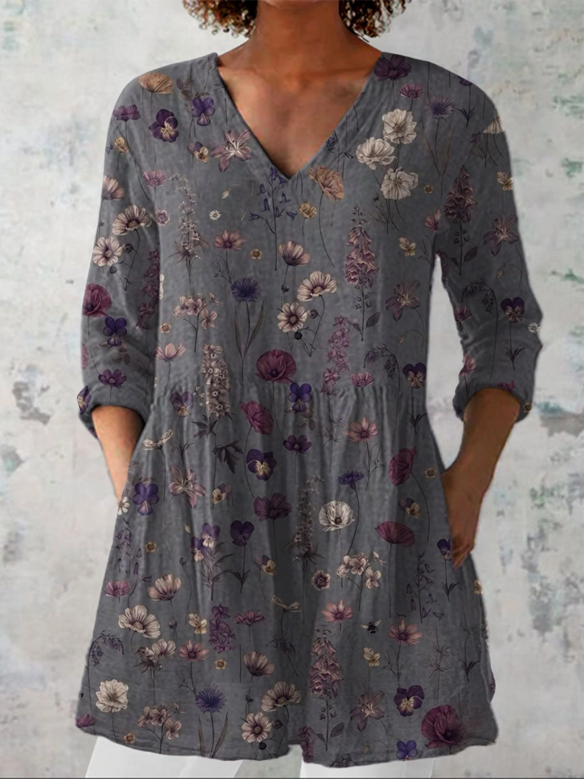 Long V-Neck Blouse