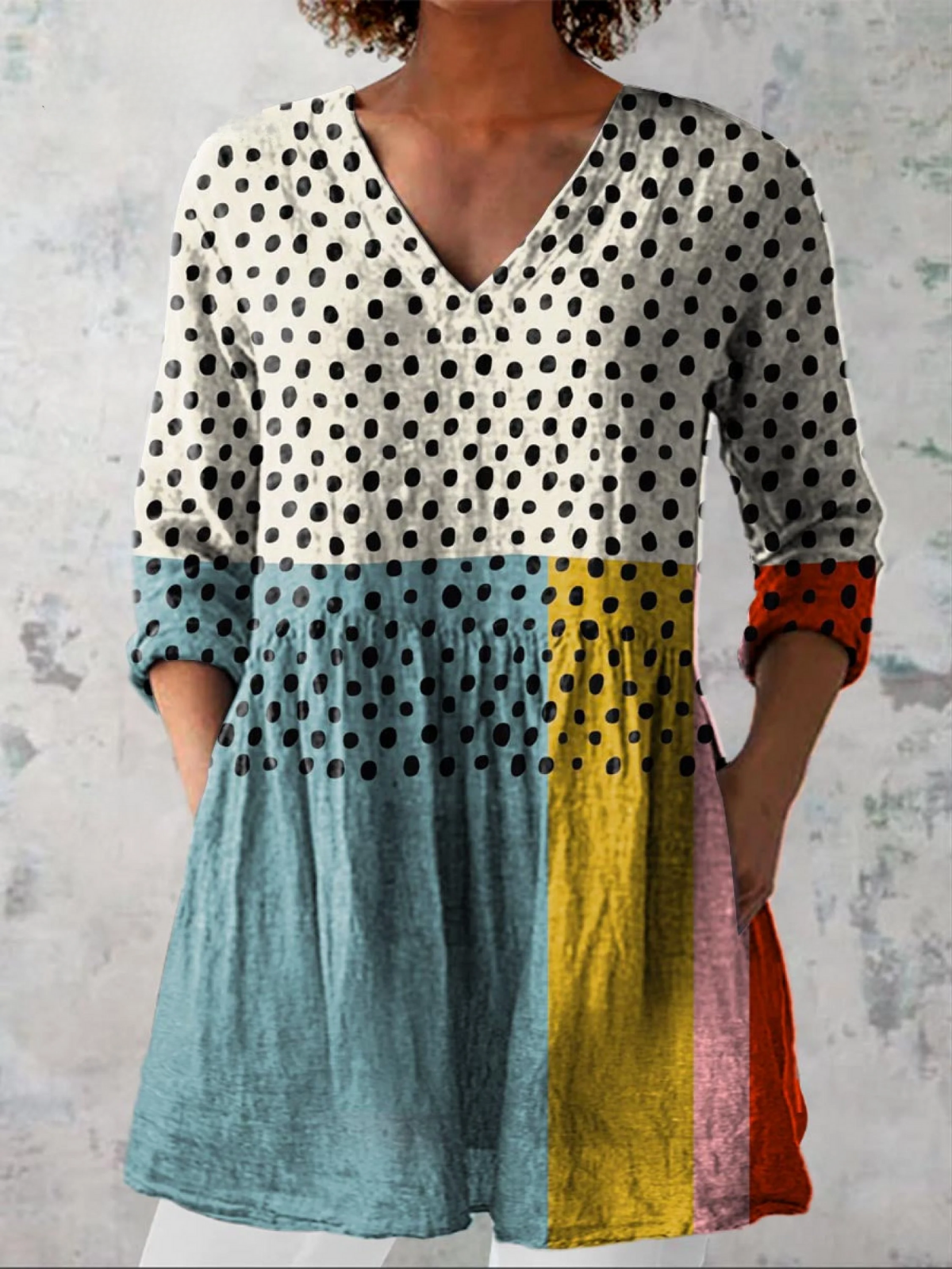 Long V-Neck Blouse