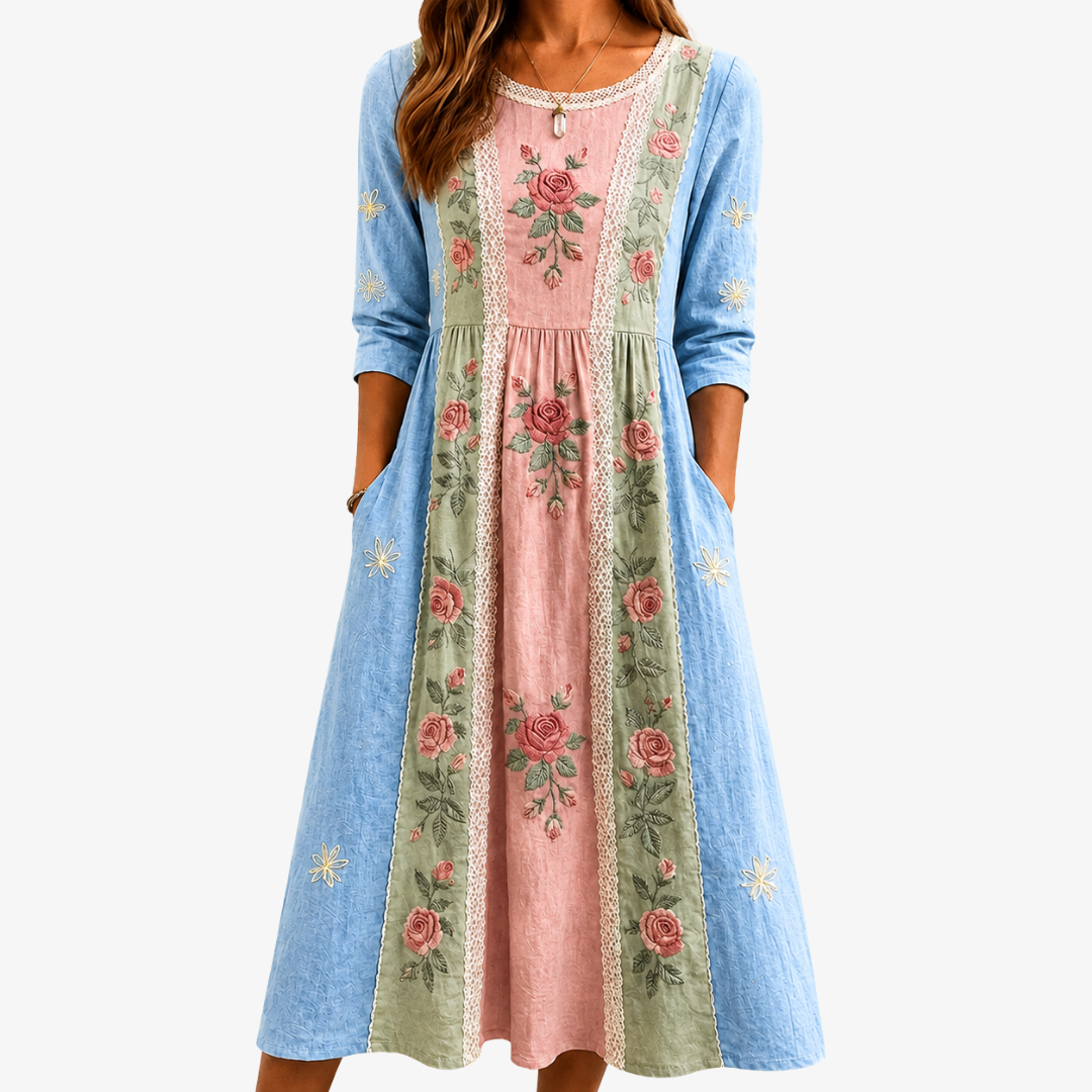 Vintage Patchwork Rose Garden Dress