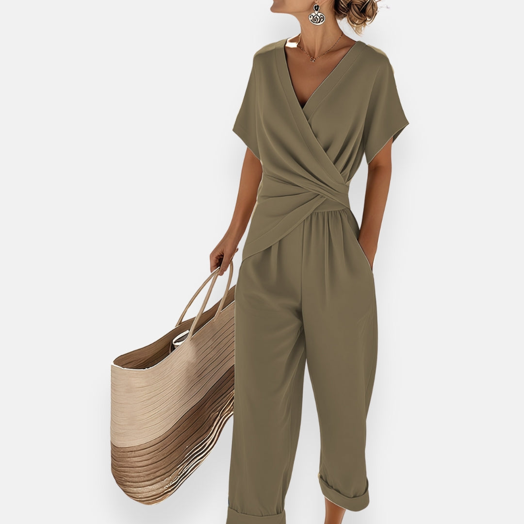 Draped Jumpsuit with Bow