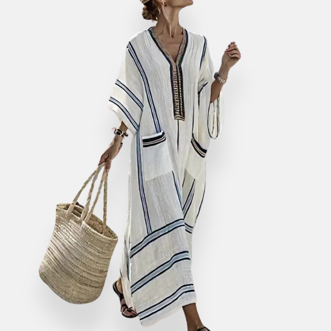 Striped Kaftan with Pockets