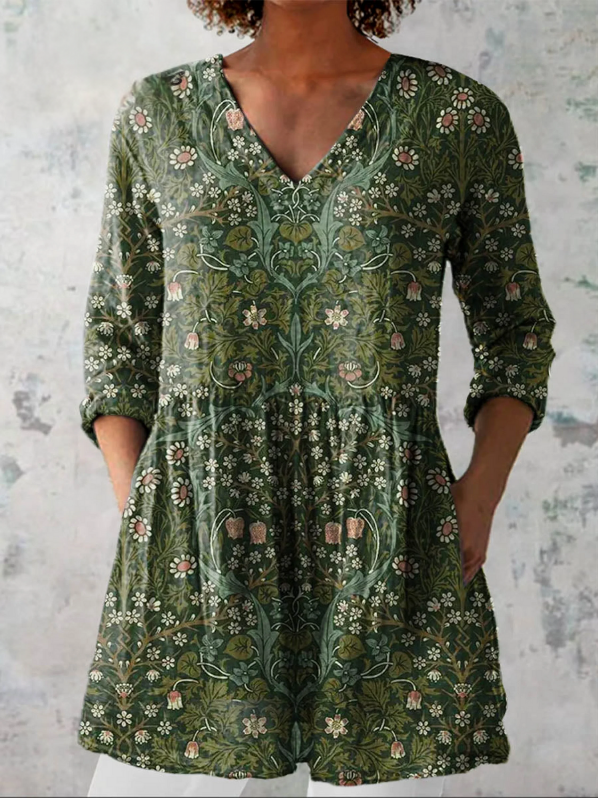 Long V-Neck Blouse