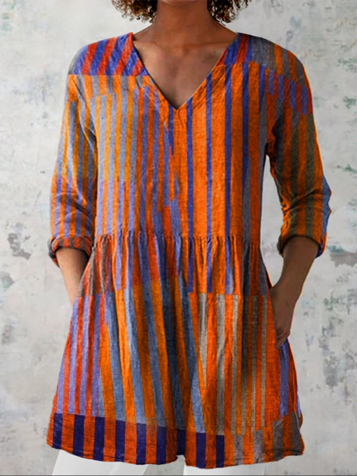 Long V-Neck Blouse