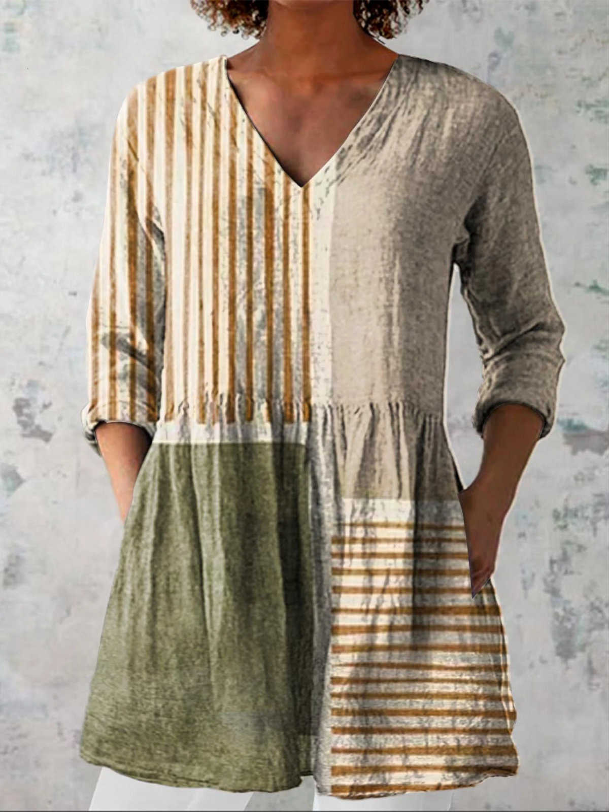 Long V-neck Blouse