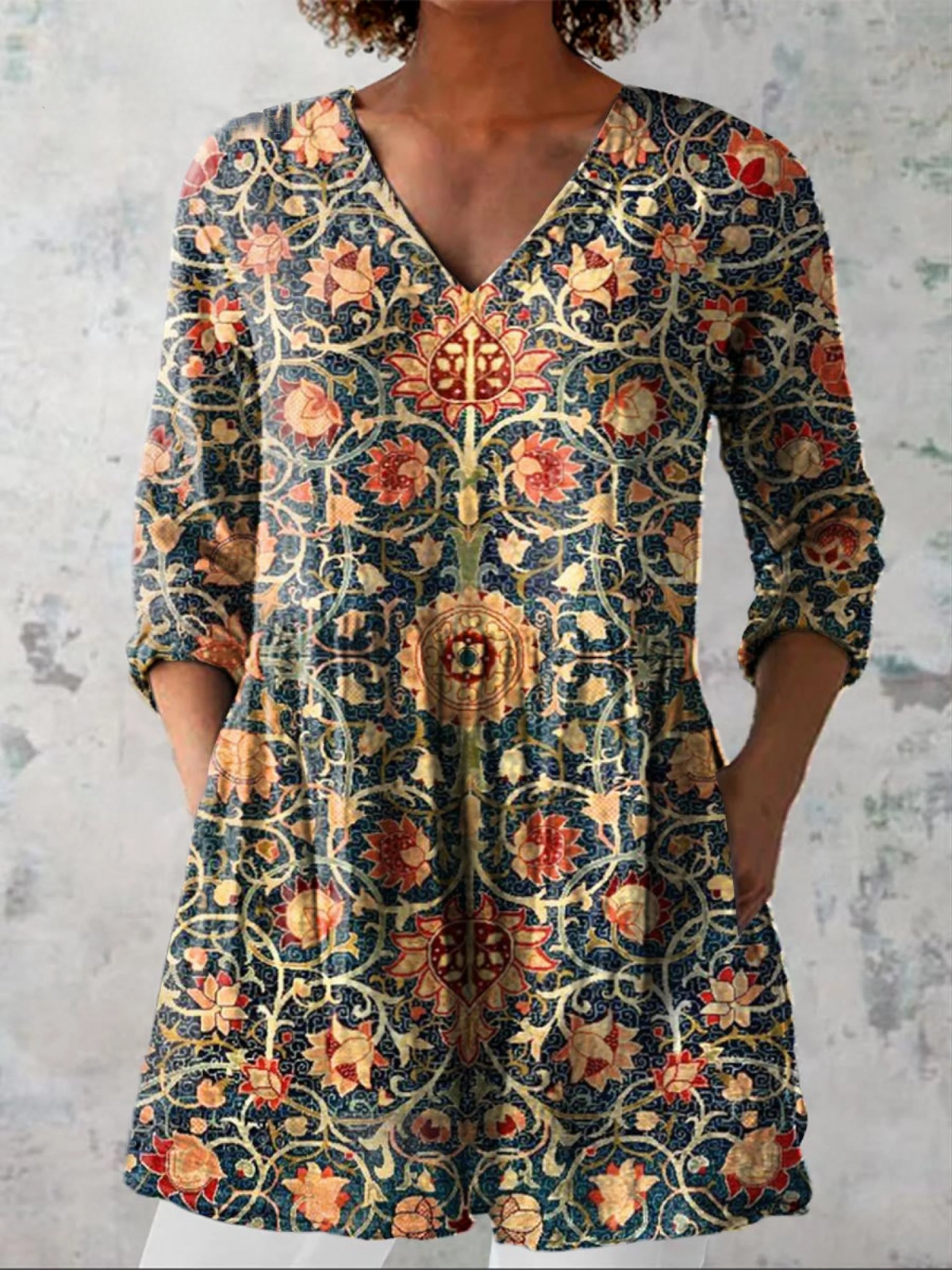 Long V-Neck Blouse