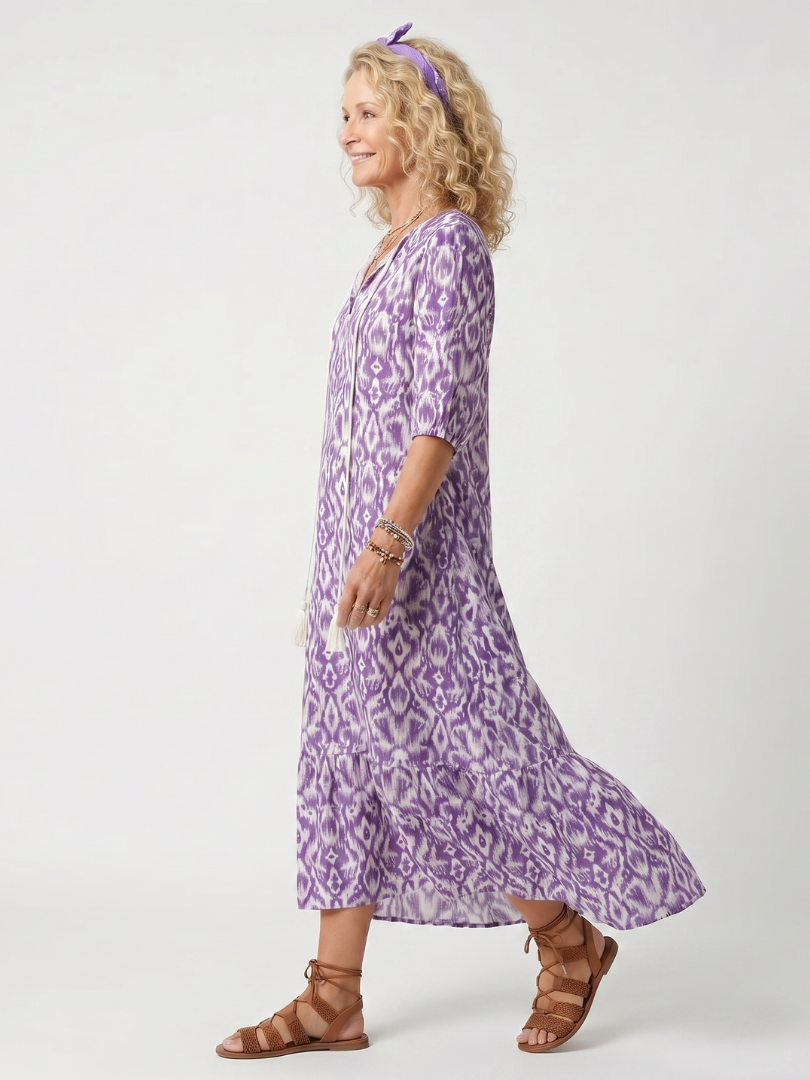 Penelope | Printed Midi Tie Dress