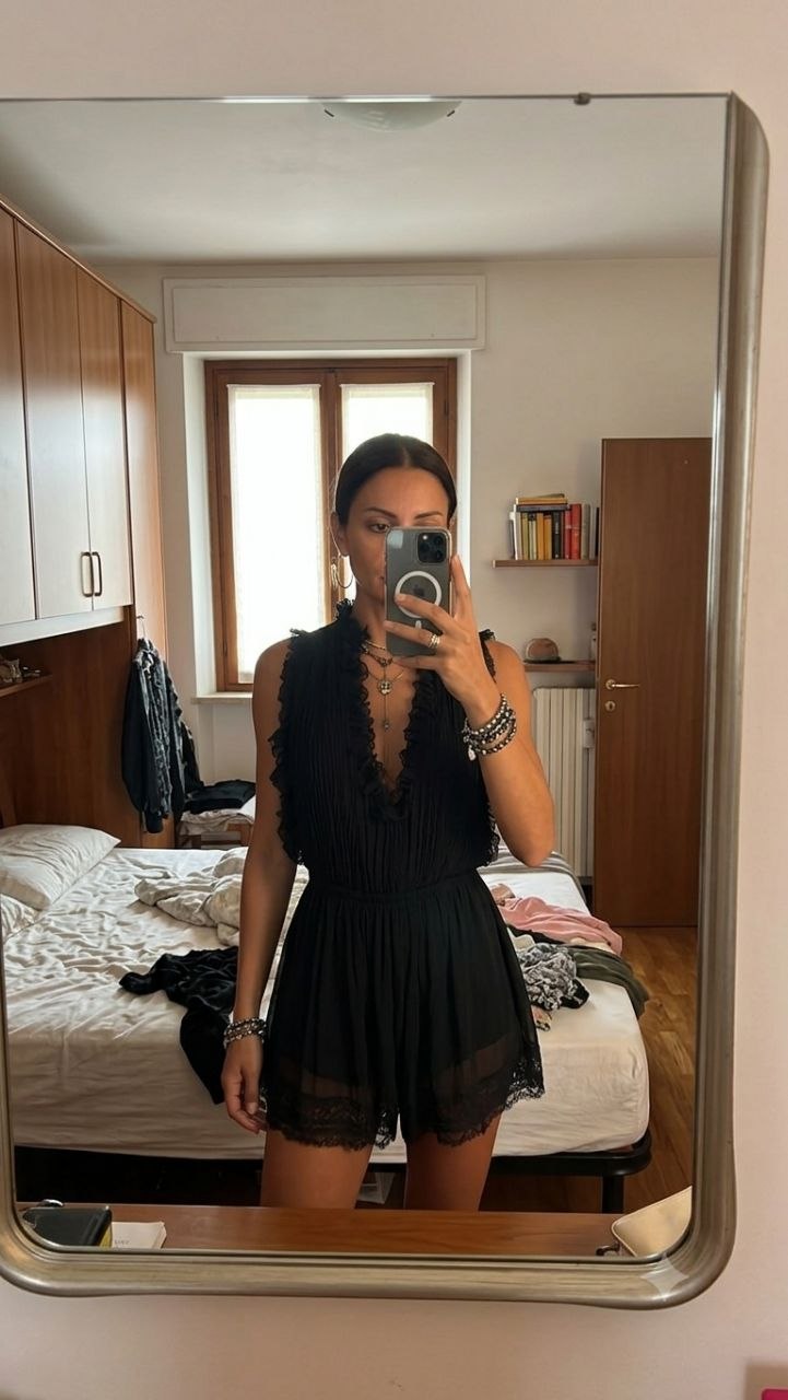 Black Pleated Chiffon Jumpsuit