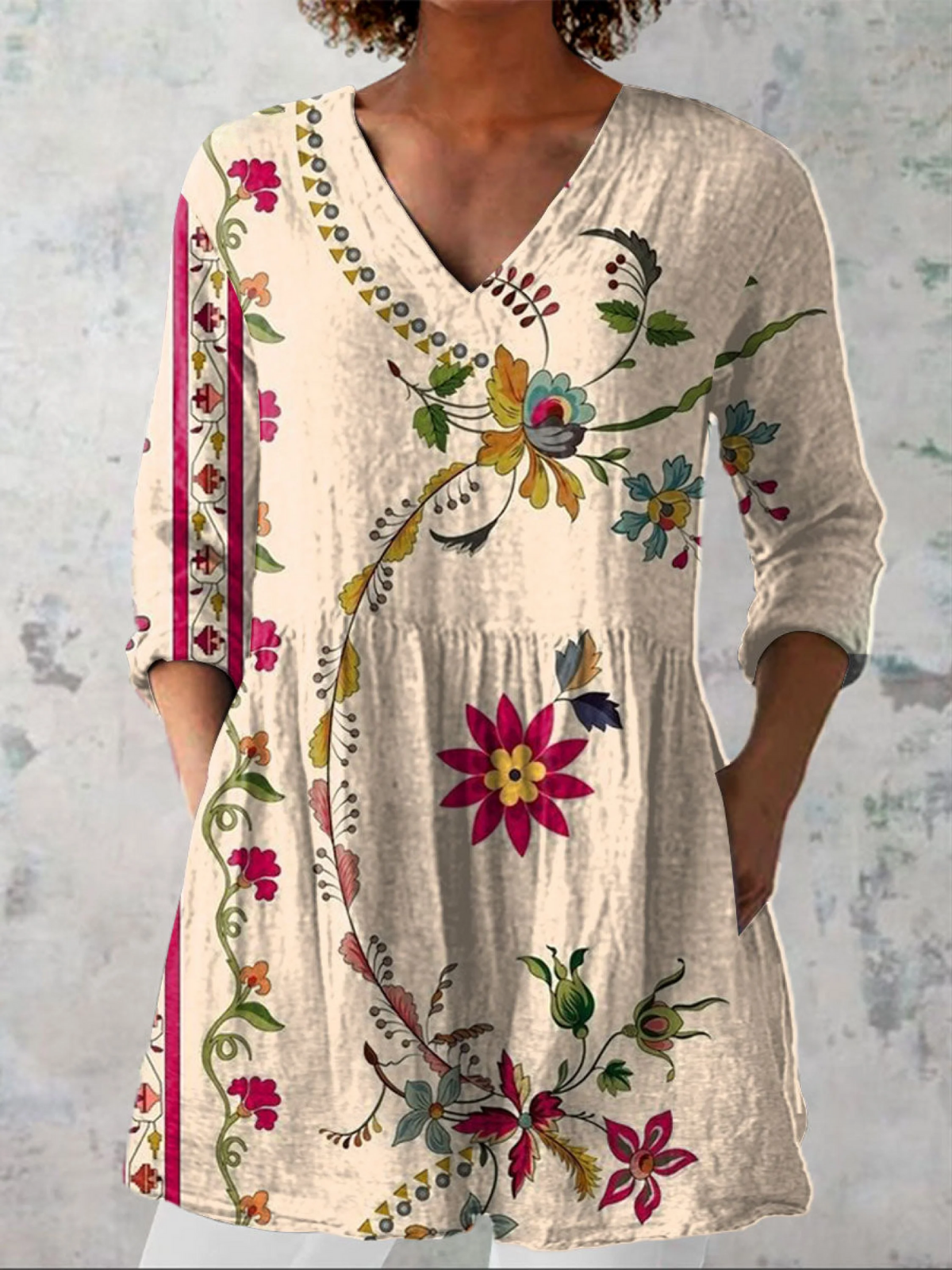 Long V-Neck Blouse