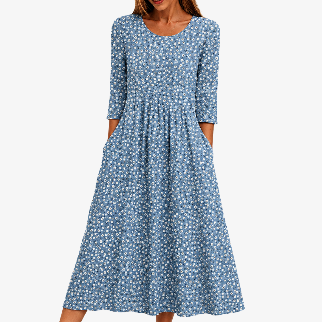 Floral Midi Dress - Blue Meadow