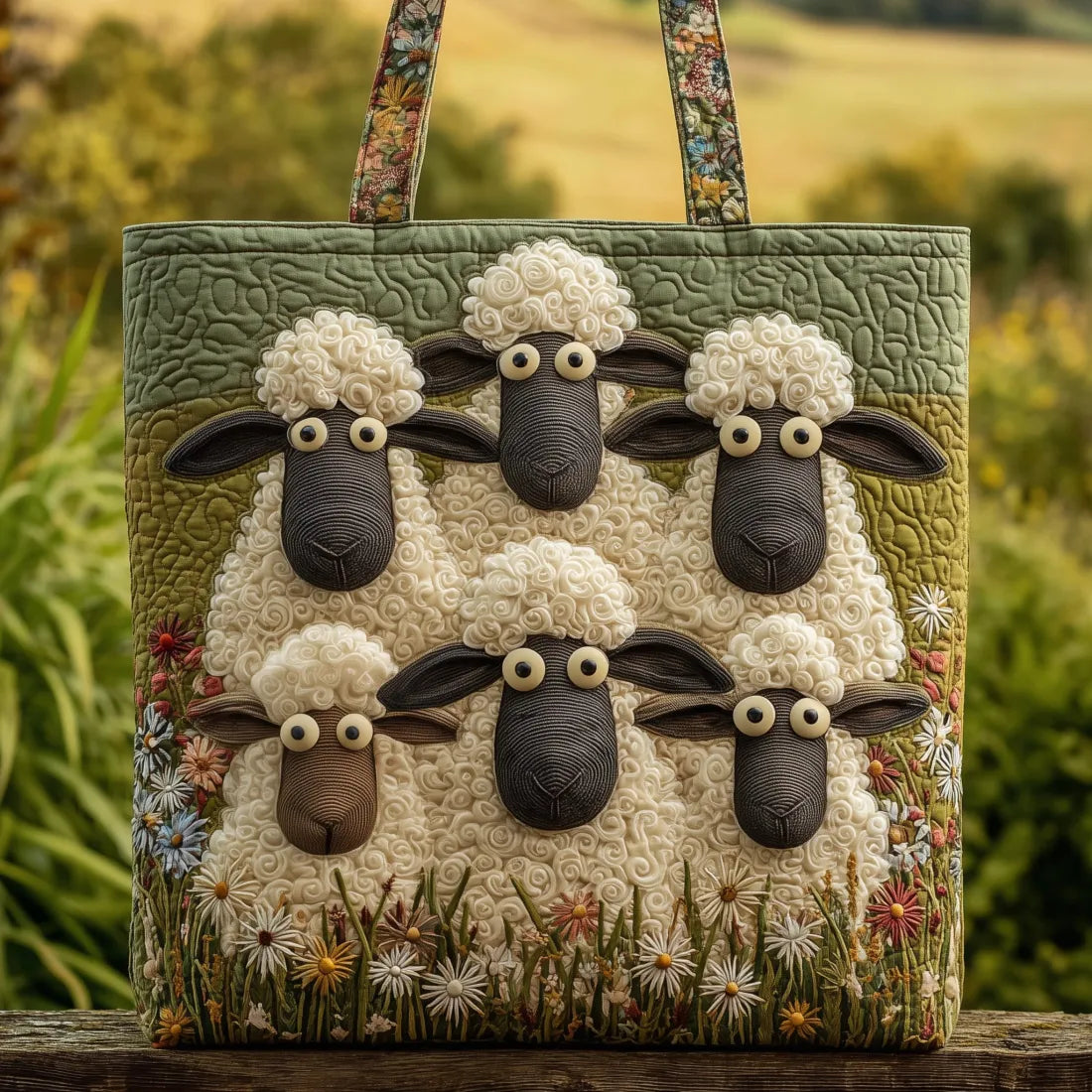 Five Sheep Quilted Tote Bag