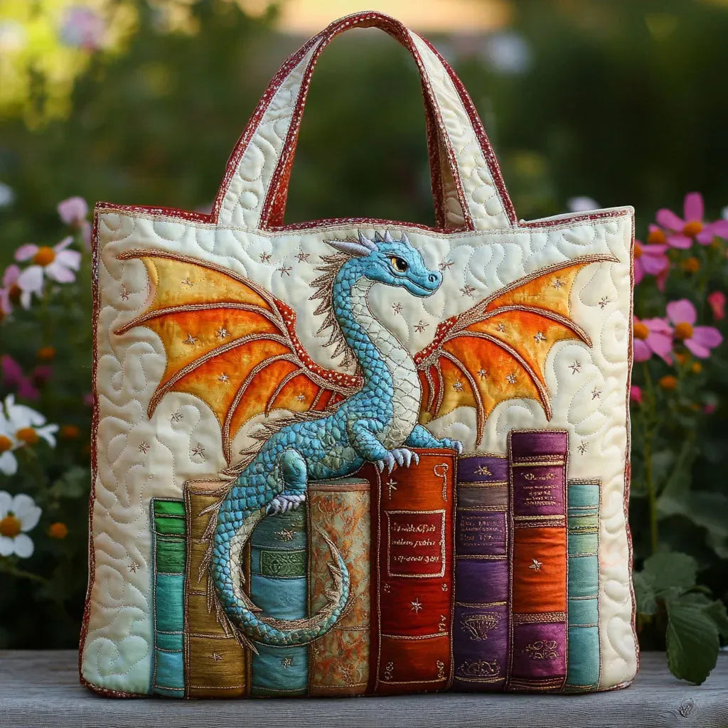 Padded Emerald Book Guardian Quilted Tote Bag