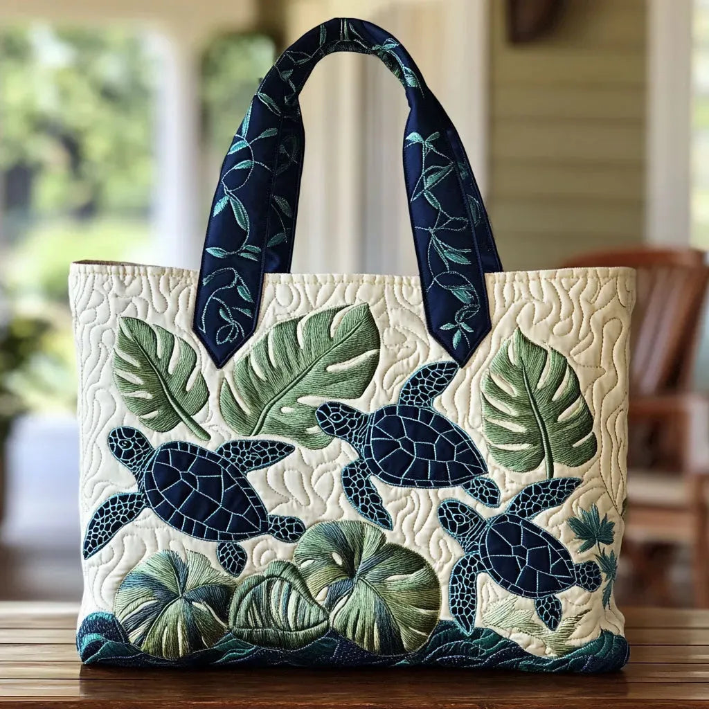 Grace of the Sea Turtle Quilted Tote Bag