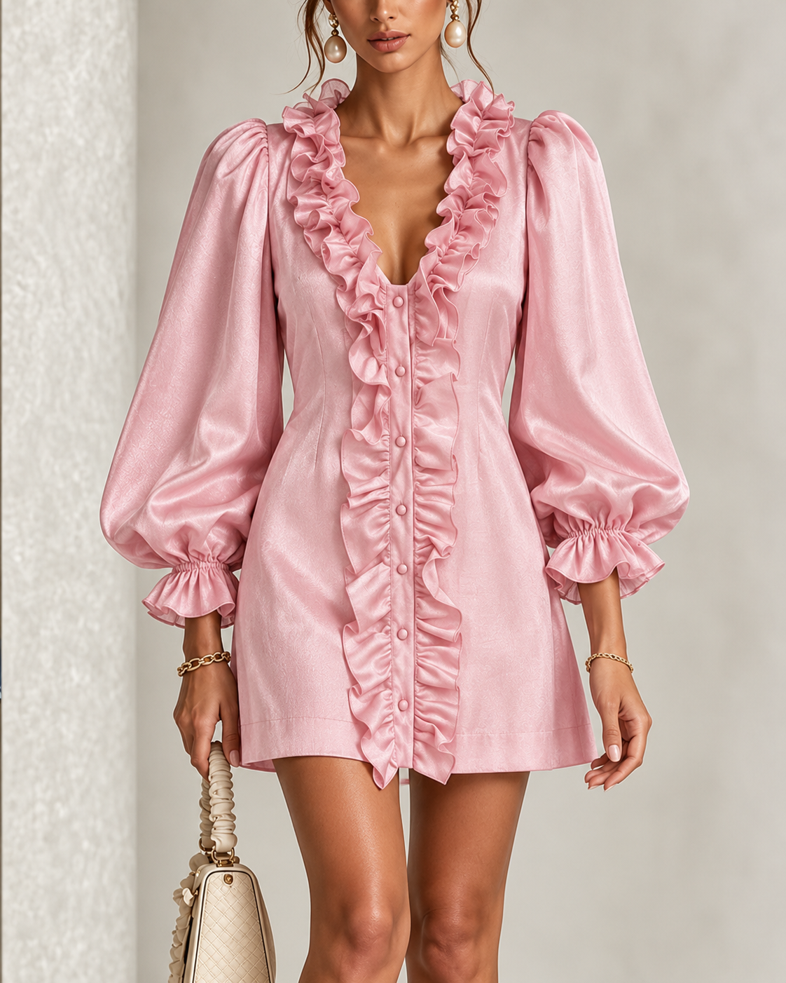 Emery™ | Elegant Ruffle Detail Mini Dress