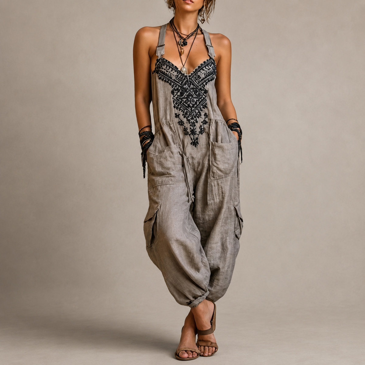 Aurelia | Bohemian Embroidered Jumpsuit