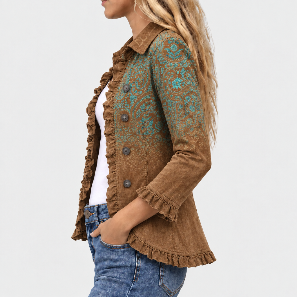 Goldenridge™ - Paisley Print Ruffled Jacket