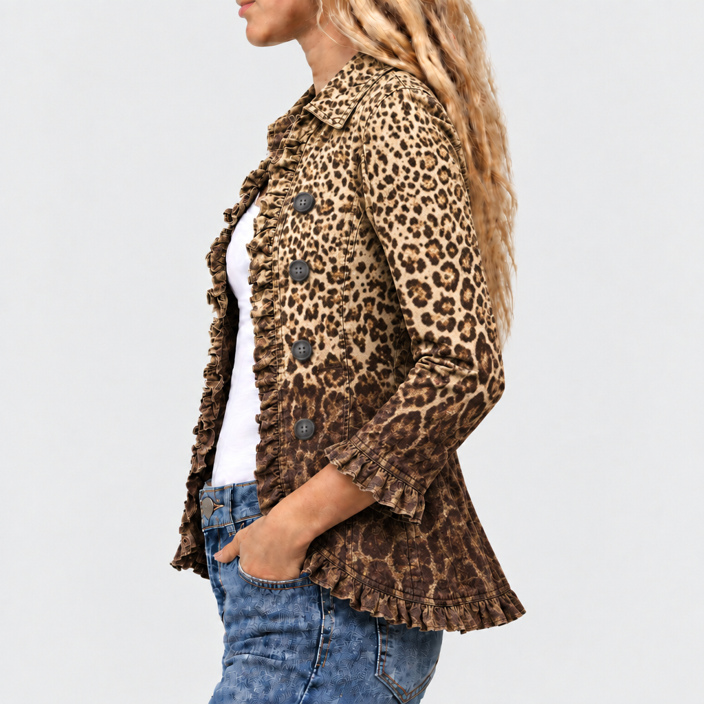 Navara™ - Ruffled Leopard Print Jacket