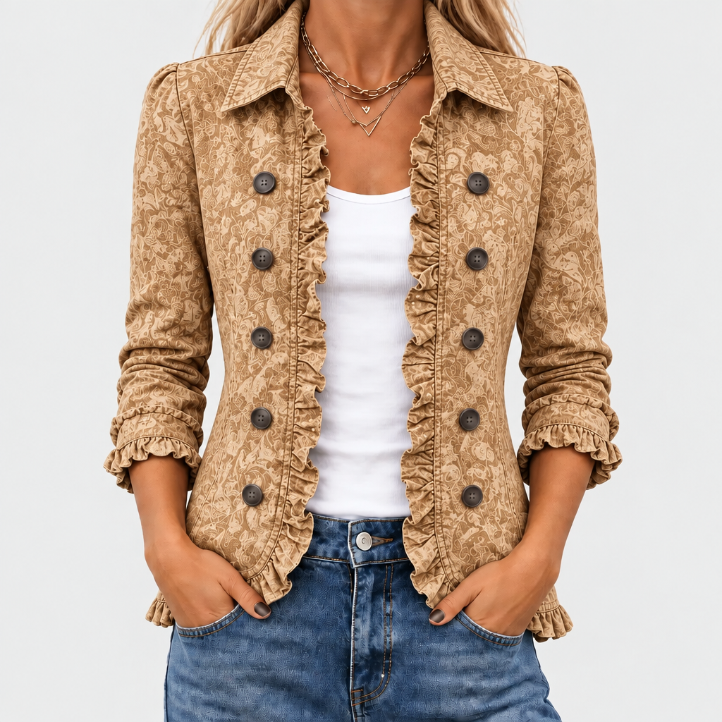 Crestelle™ - Ruffled Jacket with Western Pattern Print