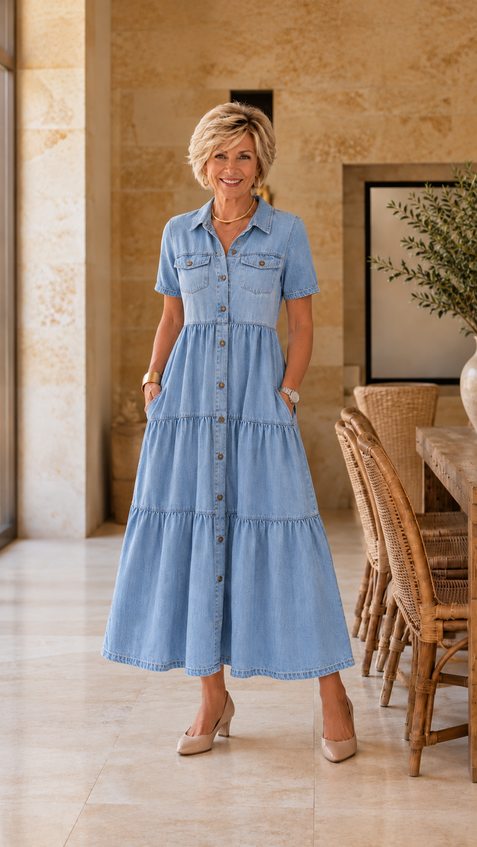 Elizabeth | Button-Front Midi Dress