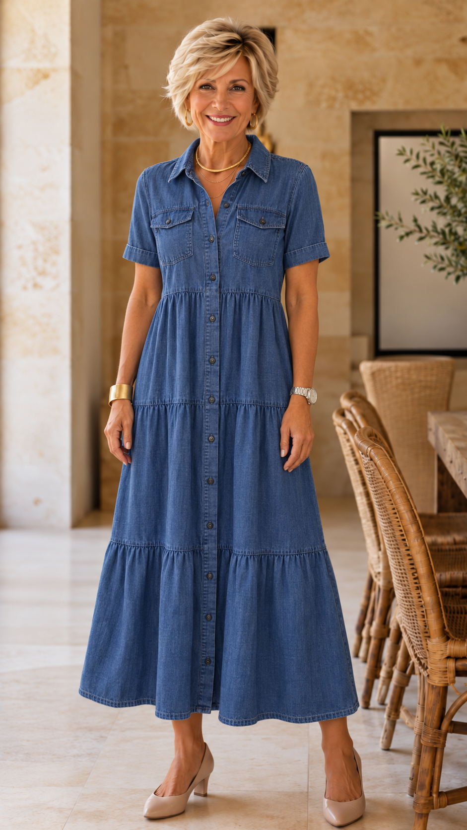 Elizabeth | Button-Front Midi Dress