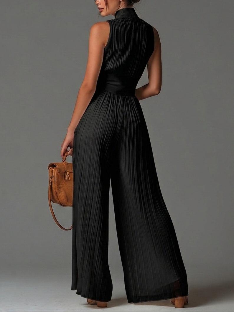 Black Chiffon Wide-Leg Jumpsuit