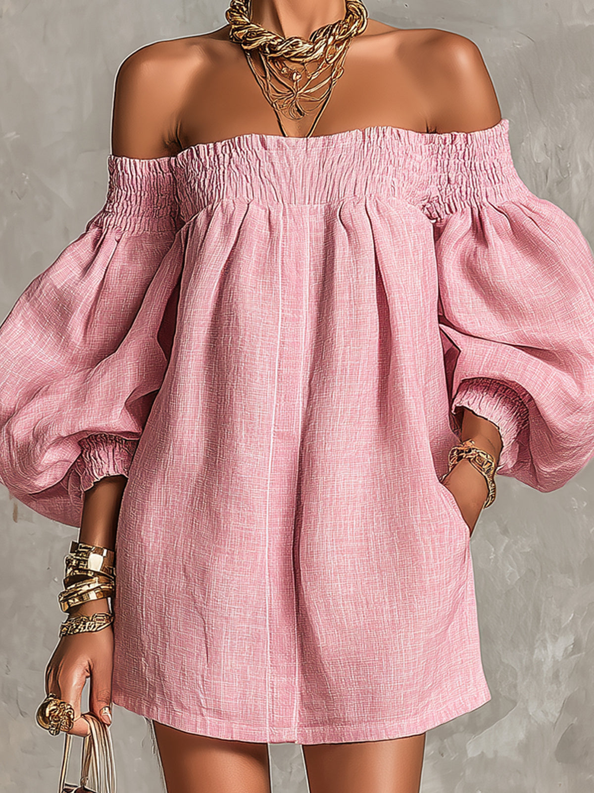 Violette | Pink Off-Shoulder Mini Dress