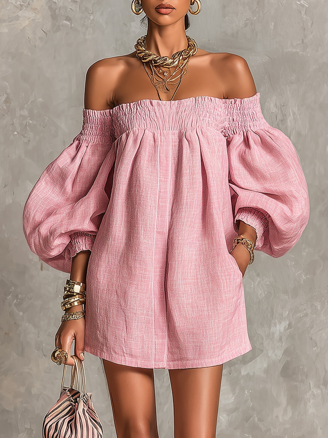 Violette | Pink Off-Shoulder Mini Dress