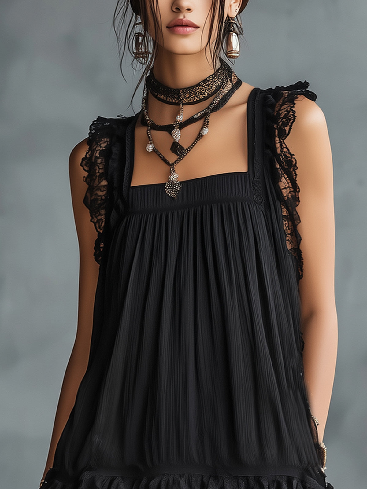 Pauline | Black Lace Mini Dress