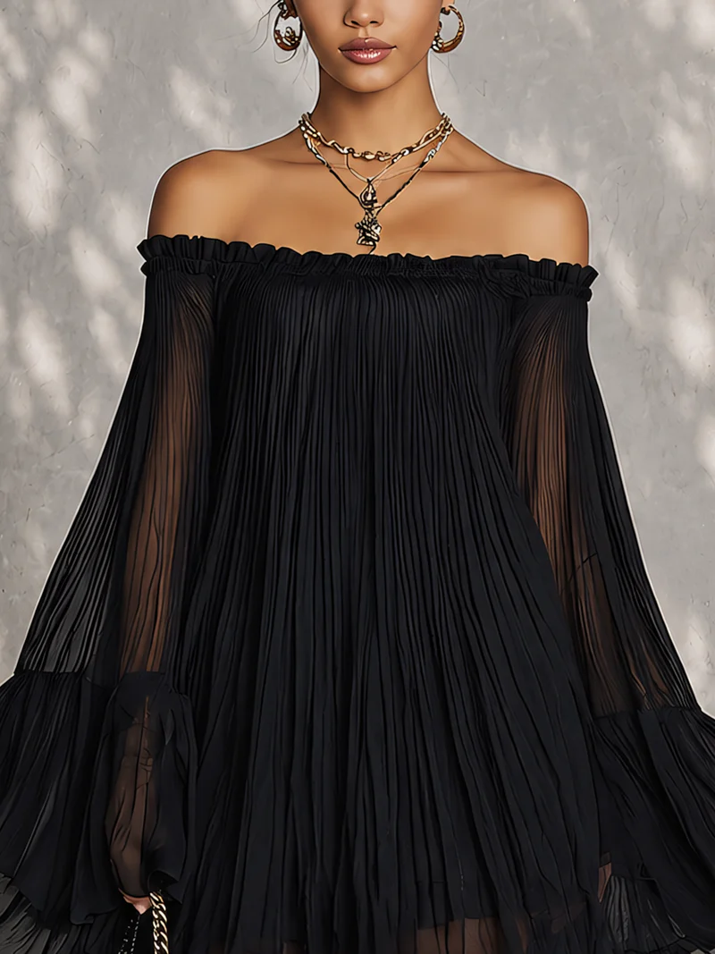 Océane | Black Off-Shoulder Mini Dress