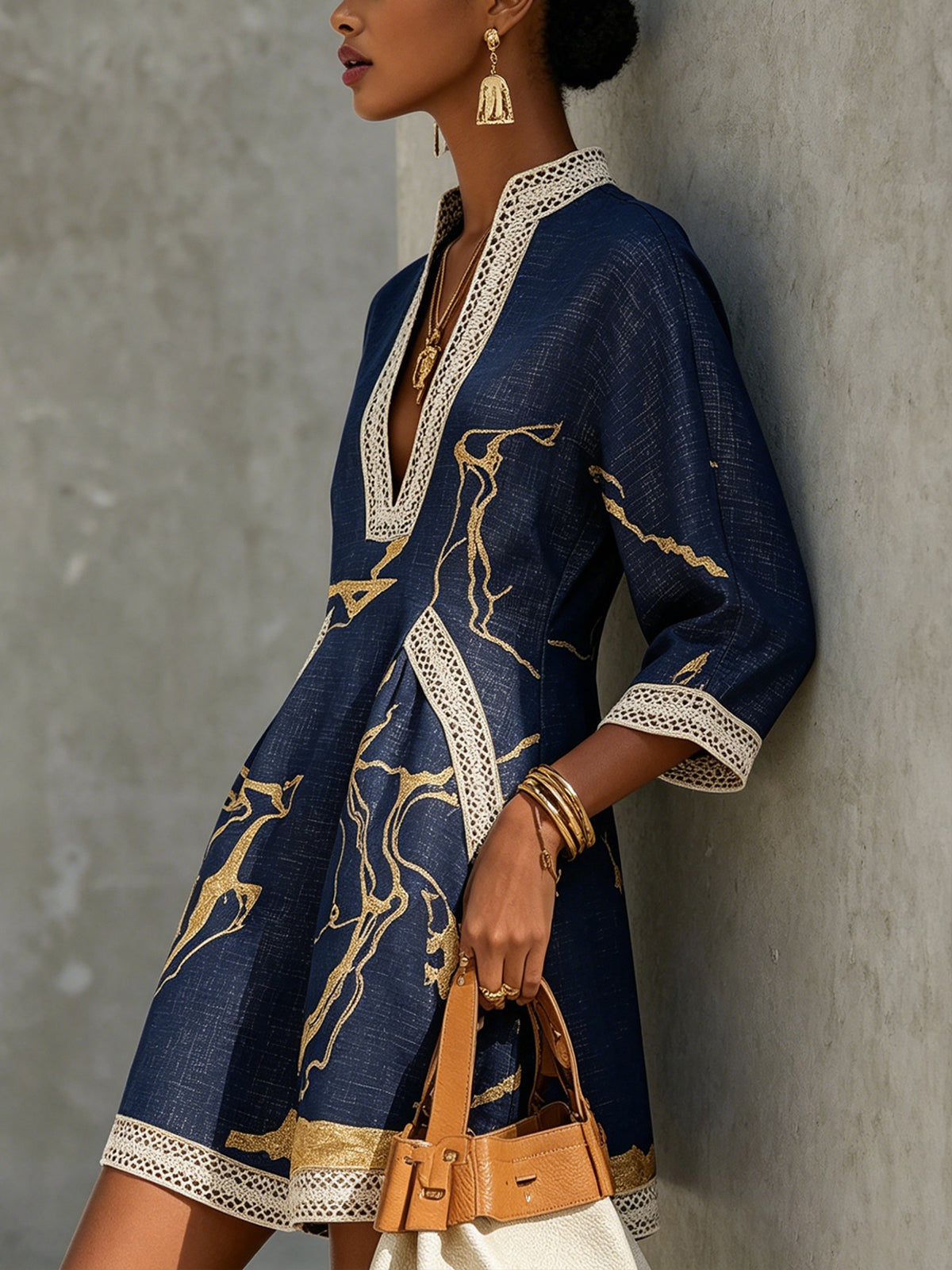 Cosette | Navy Lace Mini Dress