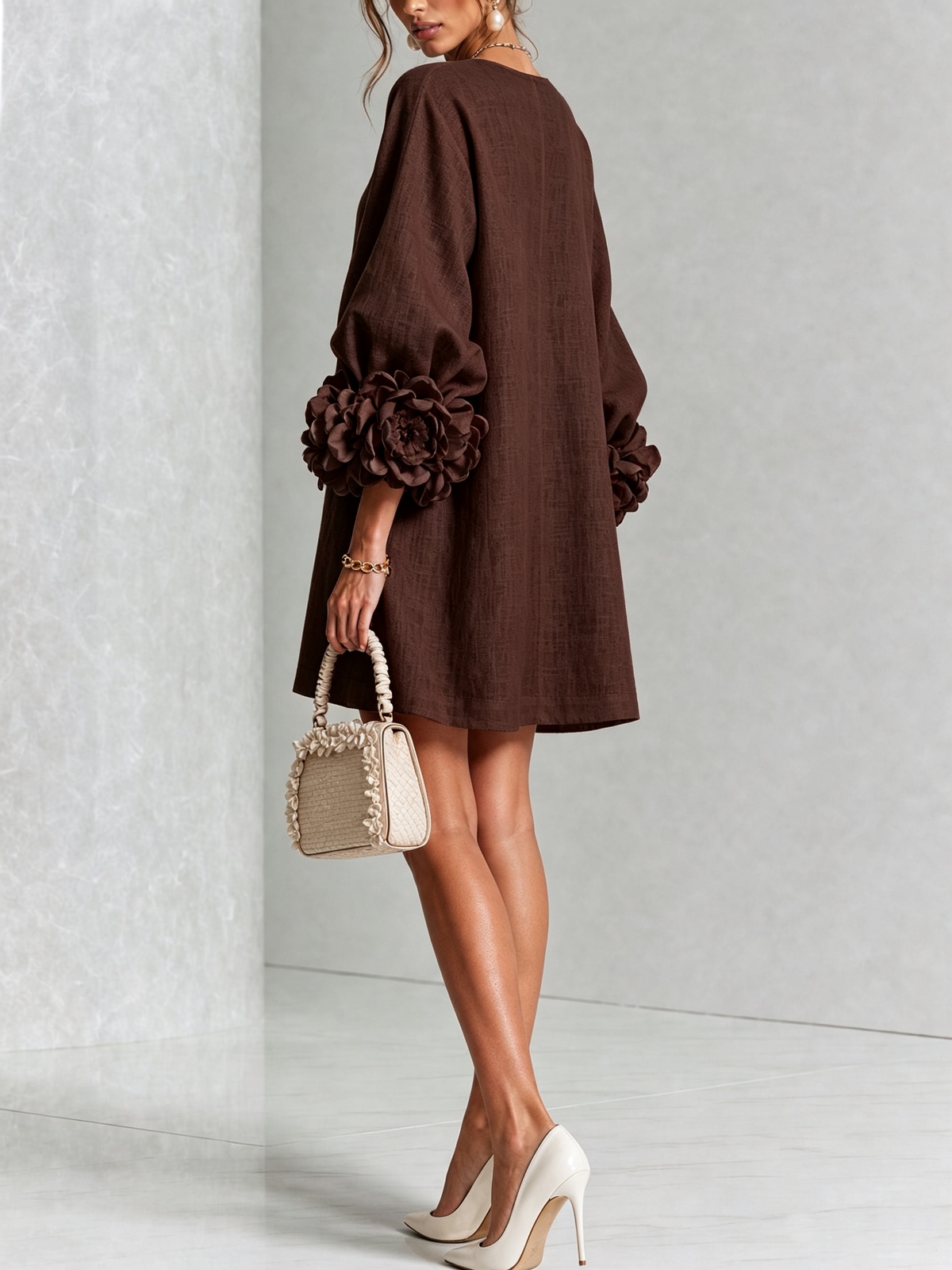 Buttoned Floral Mini Dress