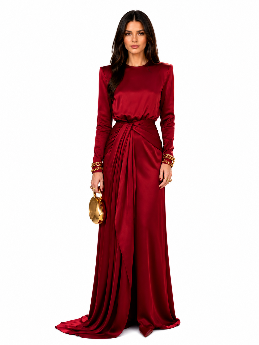 Elegant Maxi Dress in Draped Satin
