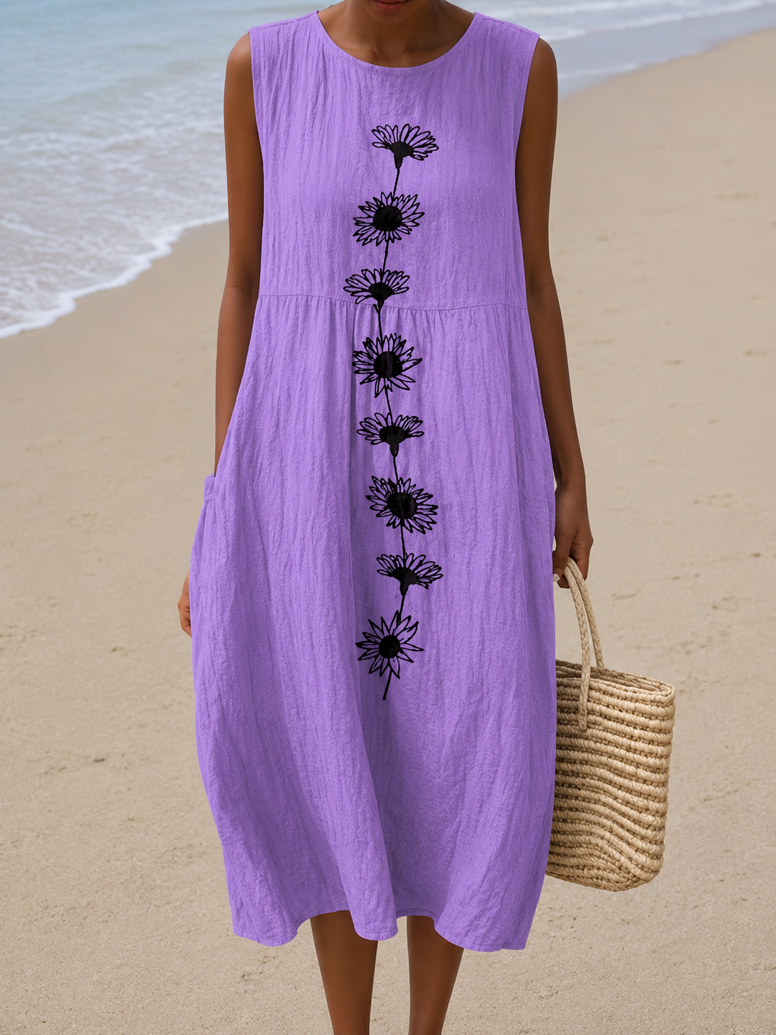 Midi Dress in Violet Bloom