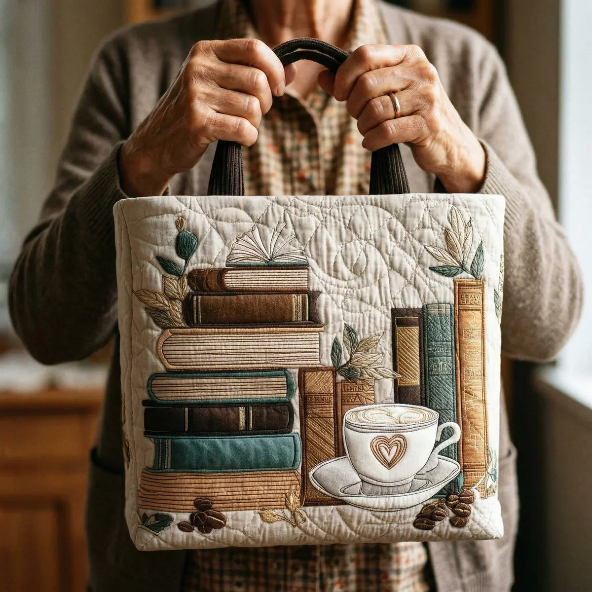 Chapter Coffee Quilted Tote Bag