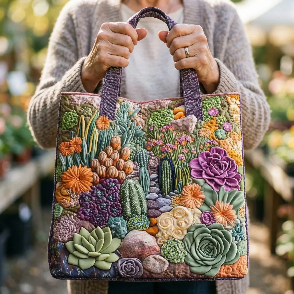 Garden Quilted Tote Bag