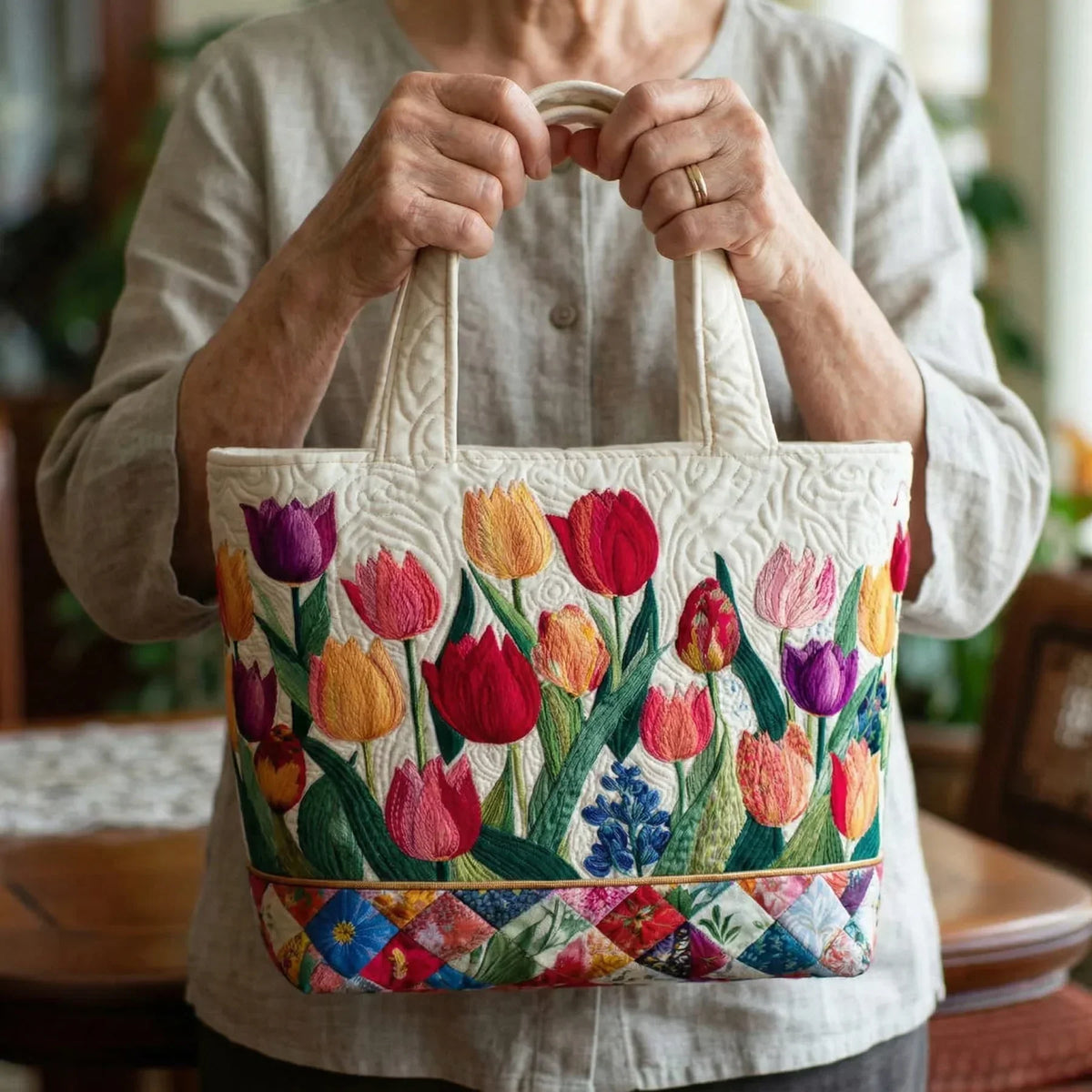 Tulip Quilted Tote Bag