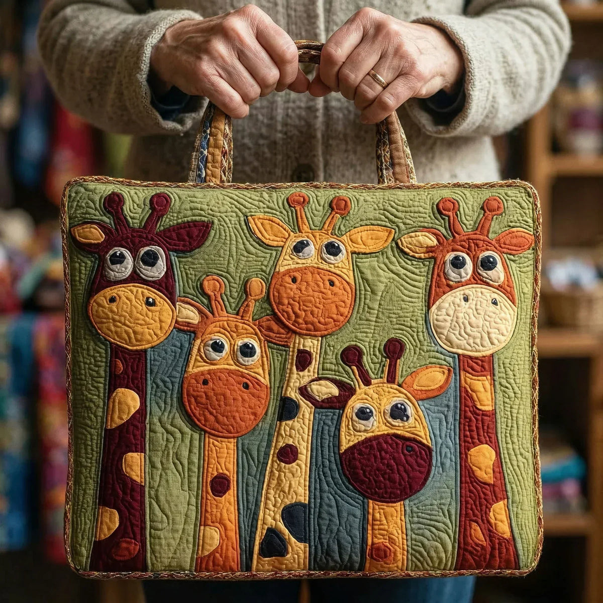 Giraffe Quilted Tote Bag
