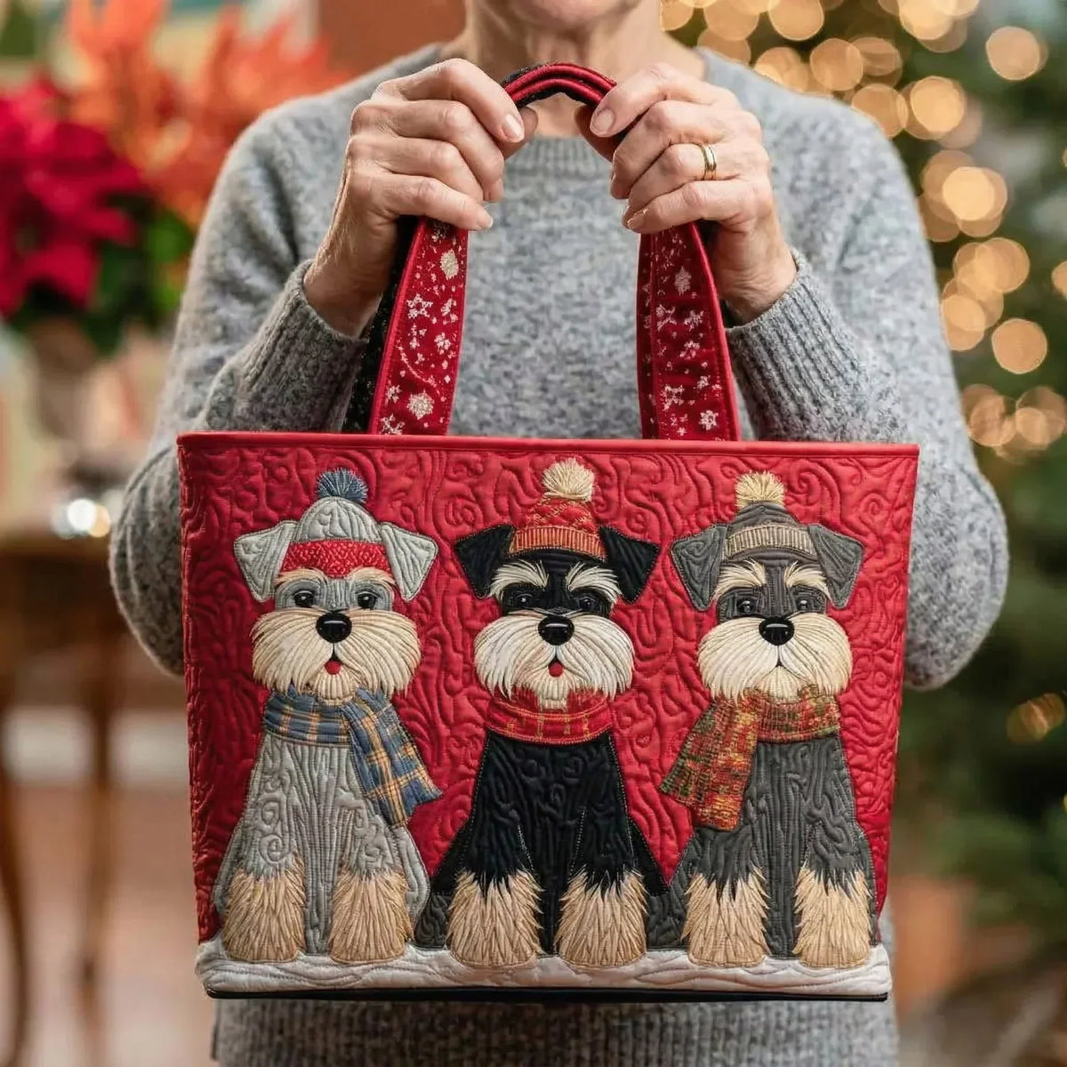 Schnauzer Quilted Tote Bag