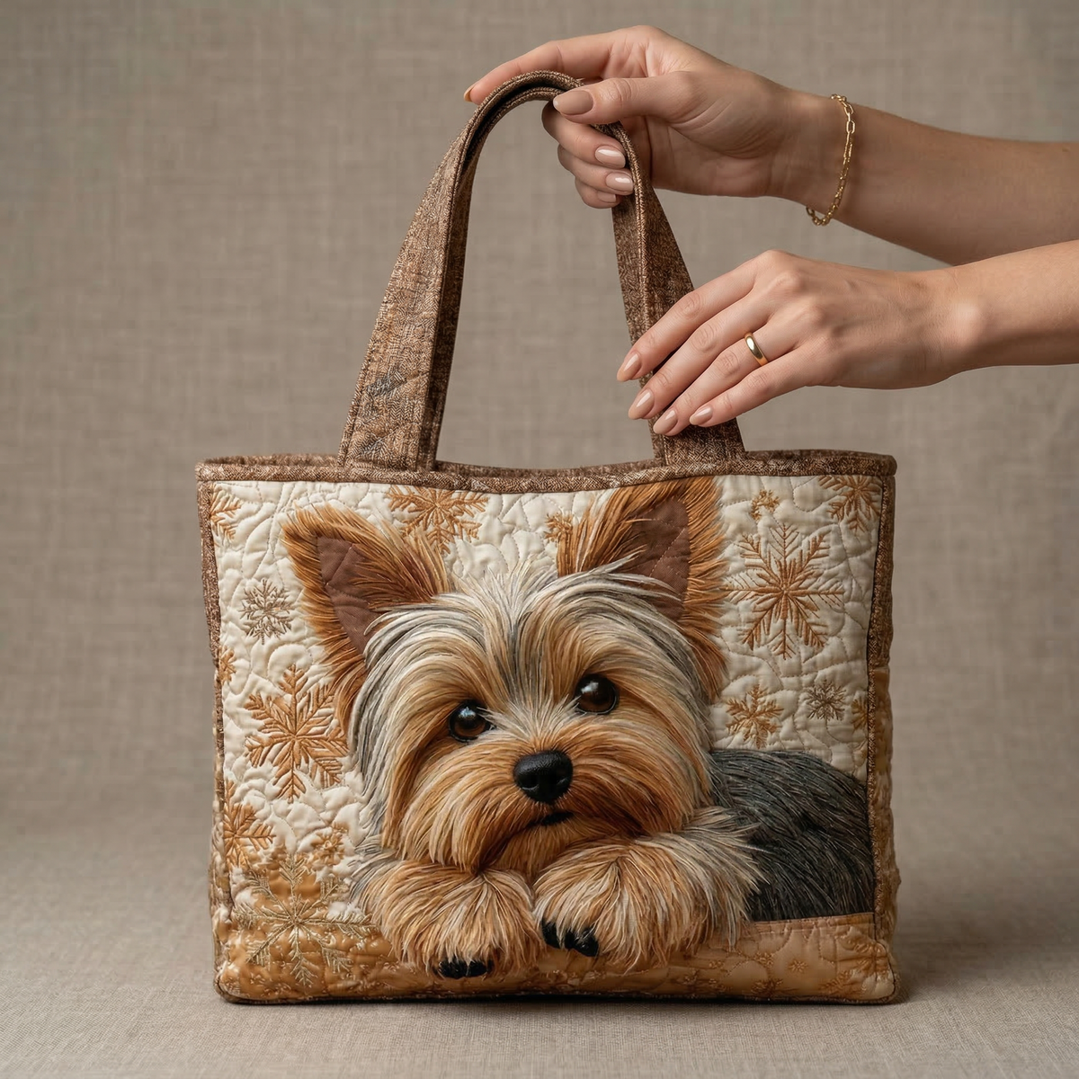 Brilliant Yorkie Quilted Tote Bag