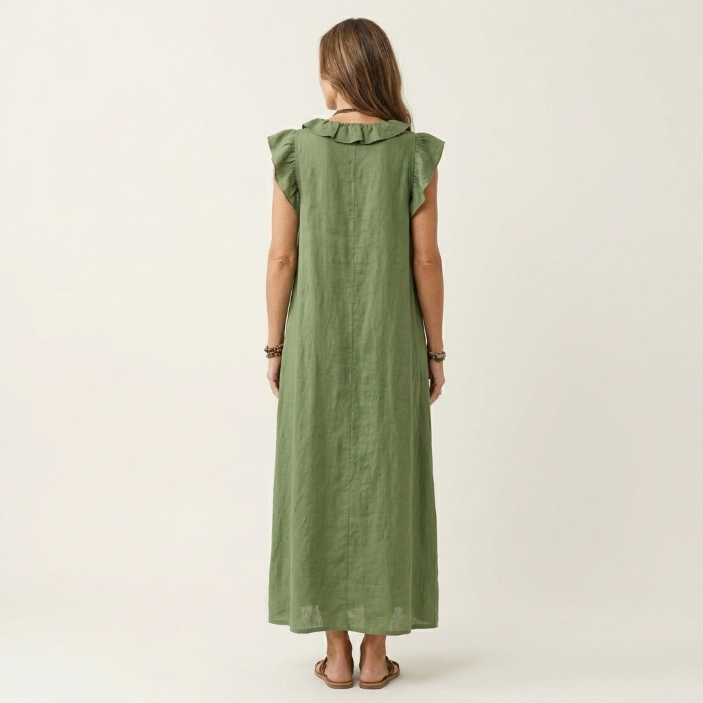 Maxi Ruffle Linen Dress