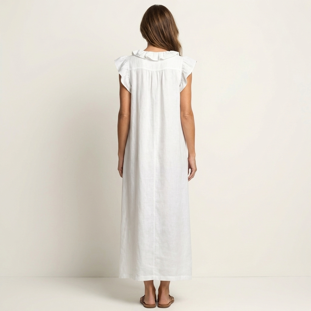 Maxi Ruffle Linen Dress