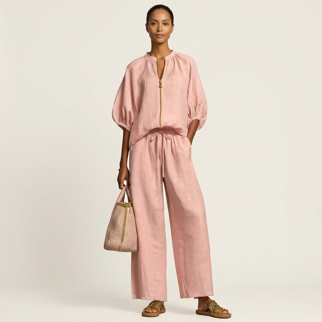 Puff Sleeve Zip Set