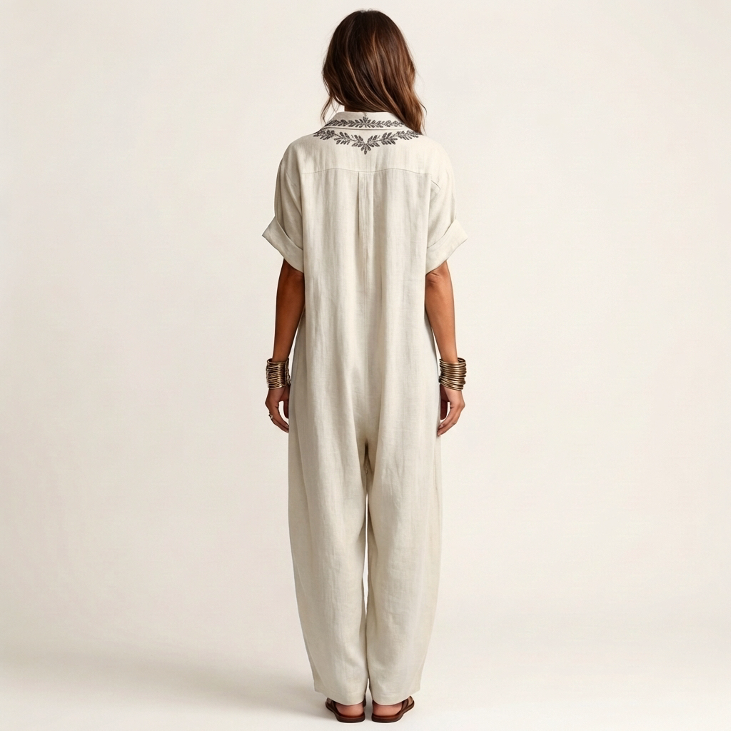 Maxi Embroidered Linen Dress