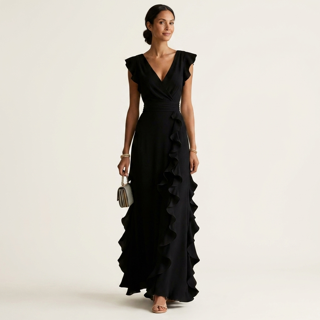 Maxi Dress with Crossed V-Neck